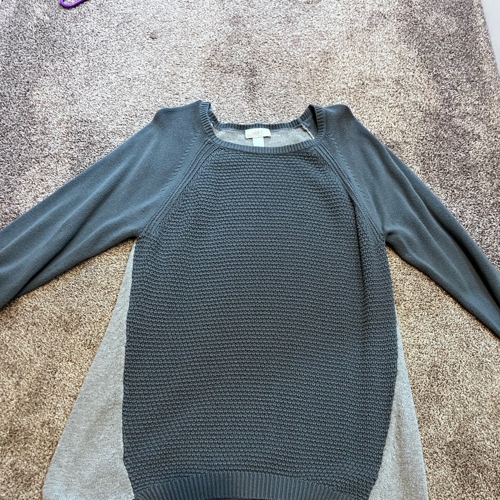 Loft crew neck blue and gray sweater